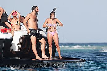 Rita Ora topless on a yacht in Formentera