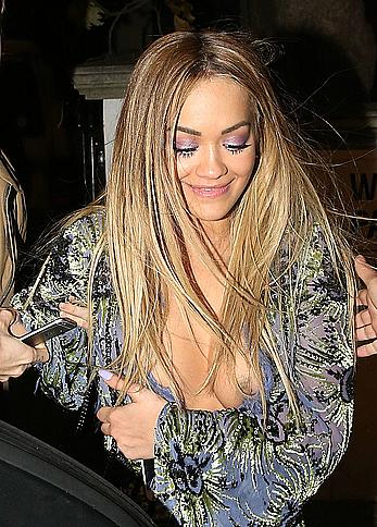 Rita Ora tit slip leaving X Factor studios in London