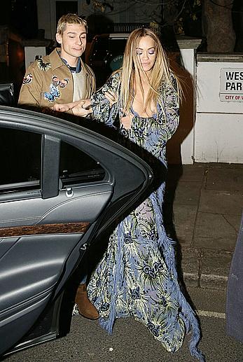 Rita Ora tit slip leaving X Factor studios in London