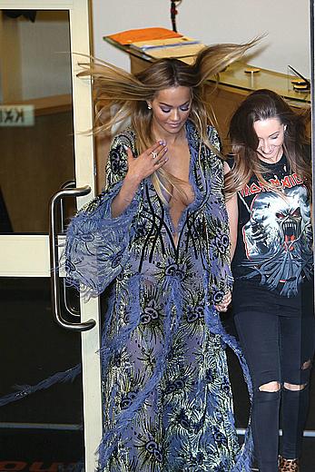 Rita Ora tit slip leaving X Factor studios in London