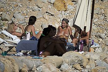 Rita Ora topless with friends on holiday in Ibiza