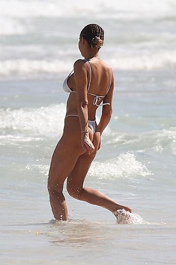 Sahara Ray boob slip on a beach in Tulum paparazzi pics