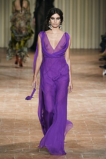 Sara Sampaio in see through dress at Alberta Ferretti FW 2017 Fashion show