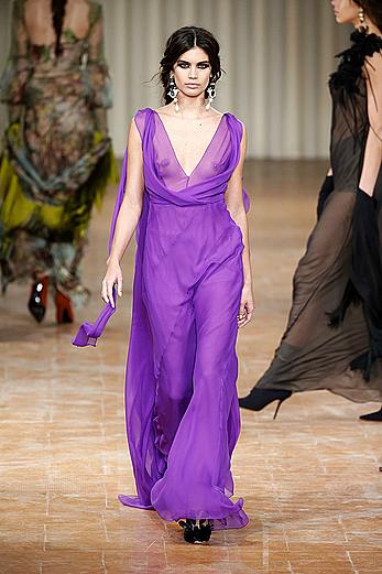 Sara Sampaio in see through dress at Alberta Ferretti FW 2017 Fashion show