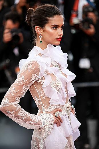 Sara Sampaio in see through dress at Cannes Film Festival