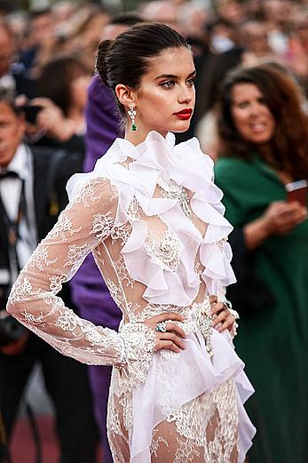 Sara Sampaio in see through dress at Cannes Film Festival