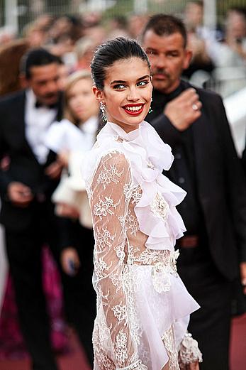 Sara Sampaio in see through dress at Cannes Film Festival