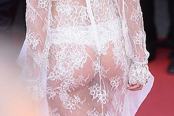 Sara Sampaio in see through dress at Cannes Film Festival