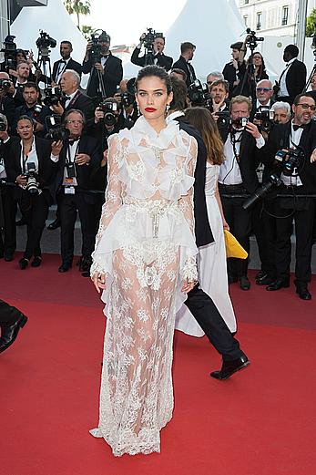 Sara Sampaio in see through dress at Cannes Film Festival