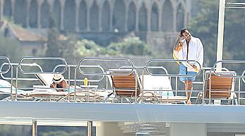 Sara Sampaio tanning topless on a yacht in St. Tropez