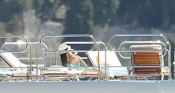 Sara Sampaio tanning topless on a yacht in St. Tropez