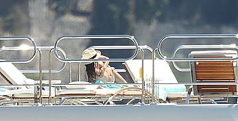 Sara Sampaio tanning topless on a yacht in St. Tropez