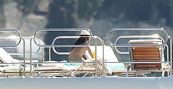 Sara Sampaio tanning topless on a yacht in St. Tropez