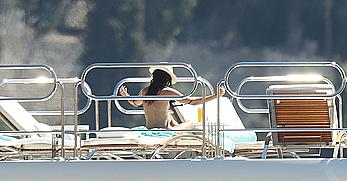 Sara Sampaio tanning topless on a yacht in St. Tropez