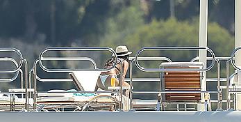 Sara Sampaio tanning topless on a yacht in St. Tropez