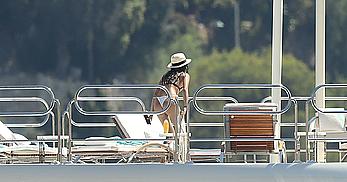 Sara Sampaio tanning topless on a yacht in St. Tropez