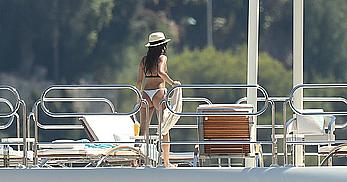 Sara Sampaio tanning topless on a yacht in St. Tropez