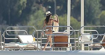 Sara Sampaio tanning topless on a yacht in St. Tropez