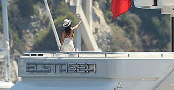 Sara Sampaio tanning topless on a yacht in St. Tropez