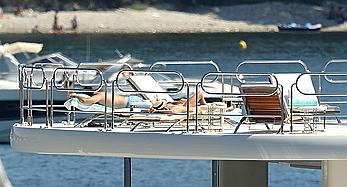 Sara Sampaio tanning topless on a yacht in St. Tropez