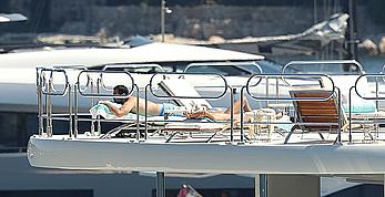 Sara Sampaio tanning topless on a yacht in St. Tropez