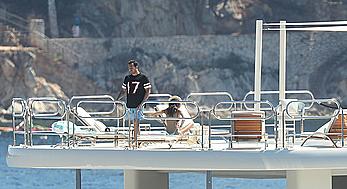 Sara Sampaio tanning topless on a yacht in St. Tropez