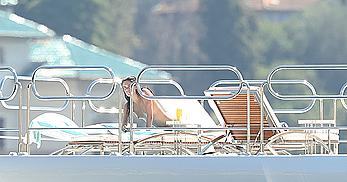 Sara Sampaio tanning topless on a yacht in St. Tropez