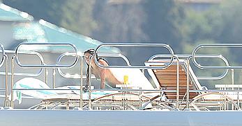 Sara Sampaio tanning topless on a yacht in St. Tropez