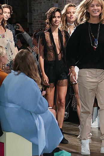 Sara Sampaio wears a see through black dress at the Zadig & Voltaire SpringSummer 2018