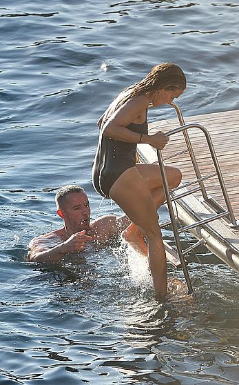 Sarah Jessica Parker in a swimsuit on a beach & yacht in Ibiza