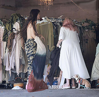 Scout Willis topless while trying on clothes at a store in Los Angeles