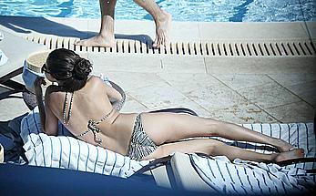 Selena Gomez sexy in bikini at swimming pool in Miami