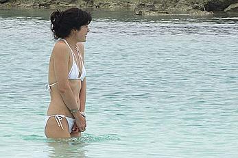 Selma Blair in white bikini in Cancun