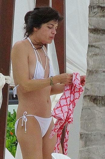 Selma Blair in white bikini in Cancun