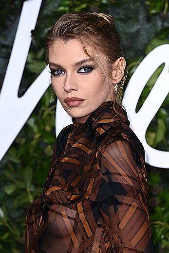 Stella Maxwell braless in see through dress at British Fashion Awards 2021