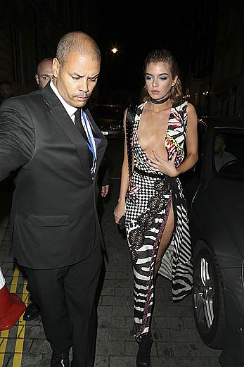 Stella Maxwell tit slip at Love Magazine Party held at Lou Lou's for London Fashion Week