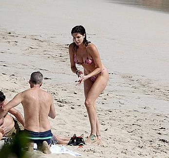 Stephanie Seymour wearing a bikini in St. Barts