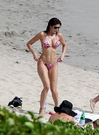 Stephanie Seymour wearing a bikini in St. Barts