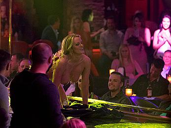 Stormy Daniels fully nude in a strip club