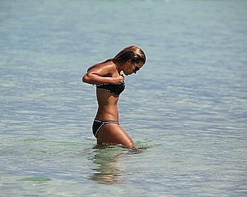 Sylvie van der Vaart wearing black bikini in Miami