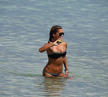 Sylvie van der Vaart wearing black bikini in Miami