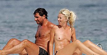 Tamara Beckwith sunbathing topless in Italy