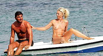 Tamara Beckwith sunbathing topless in Italy