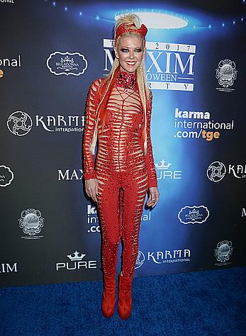 Tara Reid in see through red Devil costume at Maxim Halloween party