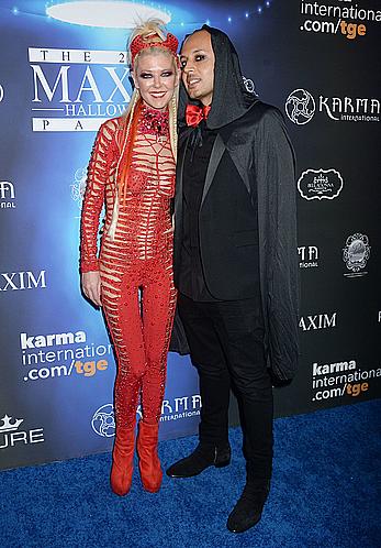 Tara Reid in see through red Devil costume at Maxim Halloween party