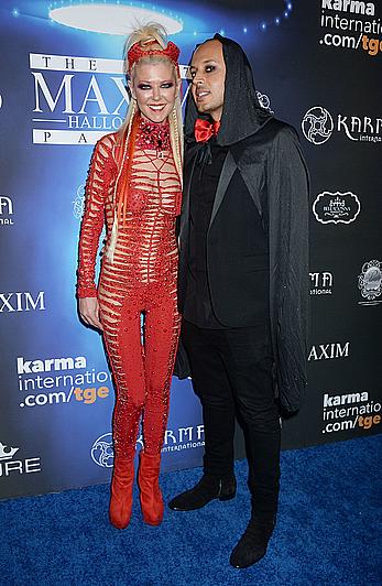 Tara Reid in see through red Devil costume at Maxim Halloween party