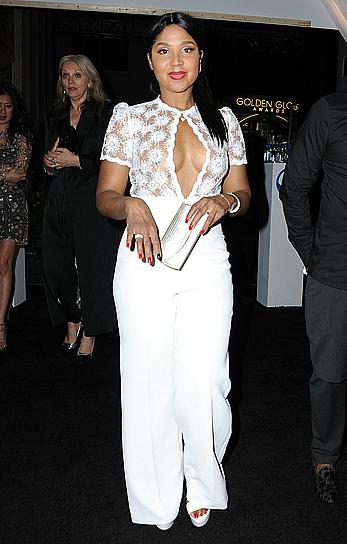 Toni Braxton see through leaving a Golden Globe Party