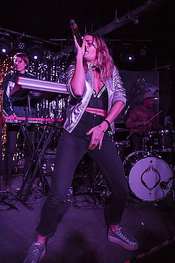 Tove Lo performing topless during a special album launch In East London