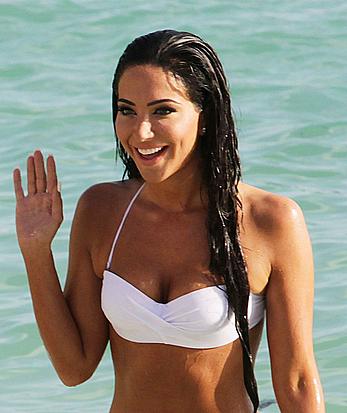 Tulisa Contostavlos in white bikini in Bermuda