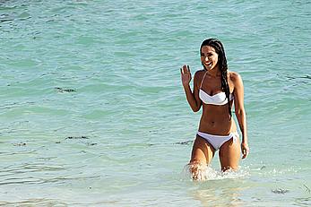 Tulisa Contostavlos in white bikini in Bermuda